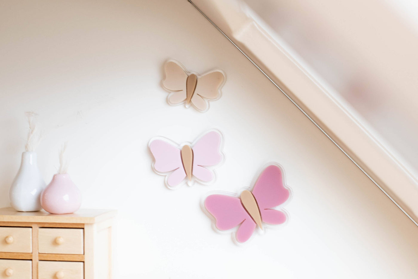 Dollhouse Butterflies + Flowers Wall Decor | Rose Pink Cream: Butterfly Set