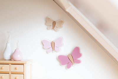 Dollhouse Butterflies + Flowers Wall Decor | Rose Pink Cream: Butterfly Set