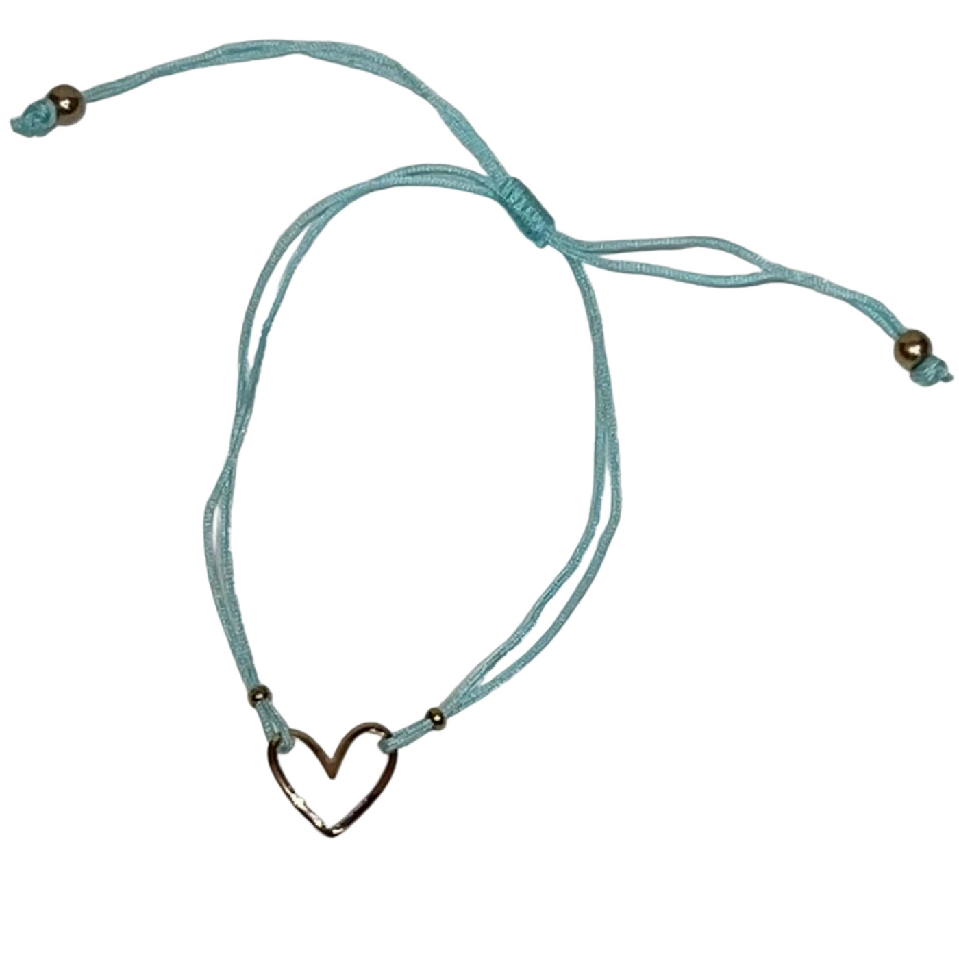 Drawstring Bracelet with Gold Heart Charm (7 Colors)