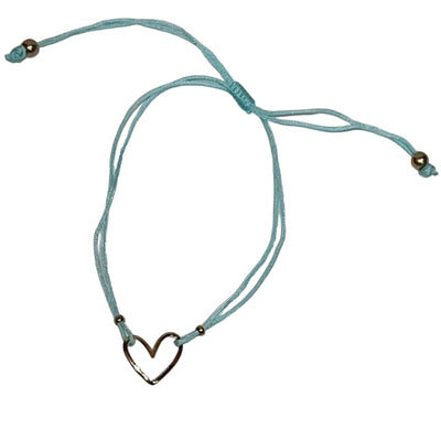 Drawstring Bracelet with Gold Heart Charm (7 Colors)