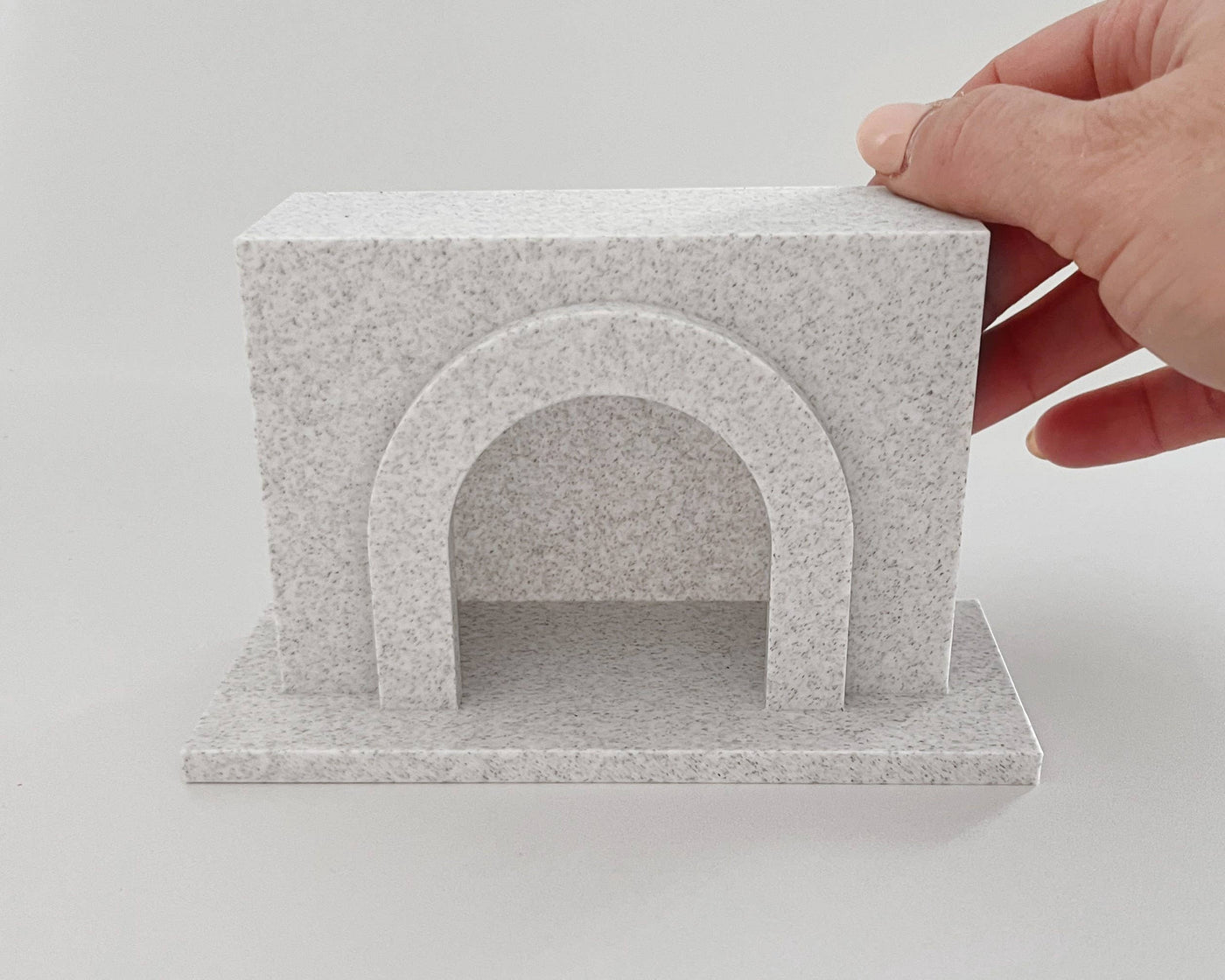 Modern Miniature Dollhouse Fireplace: White Stucco