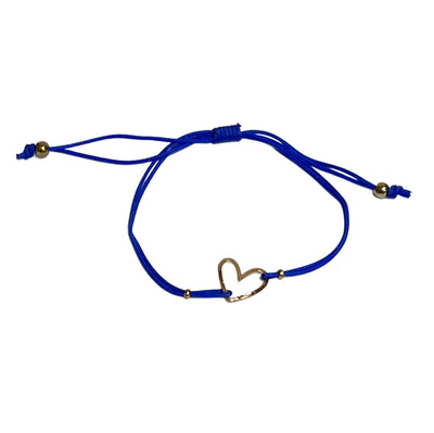 Drawstring Bracelet with Gold Heart Charm (7 Colors)