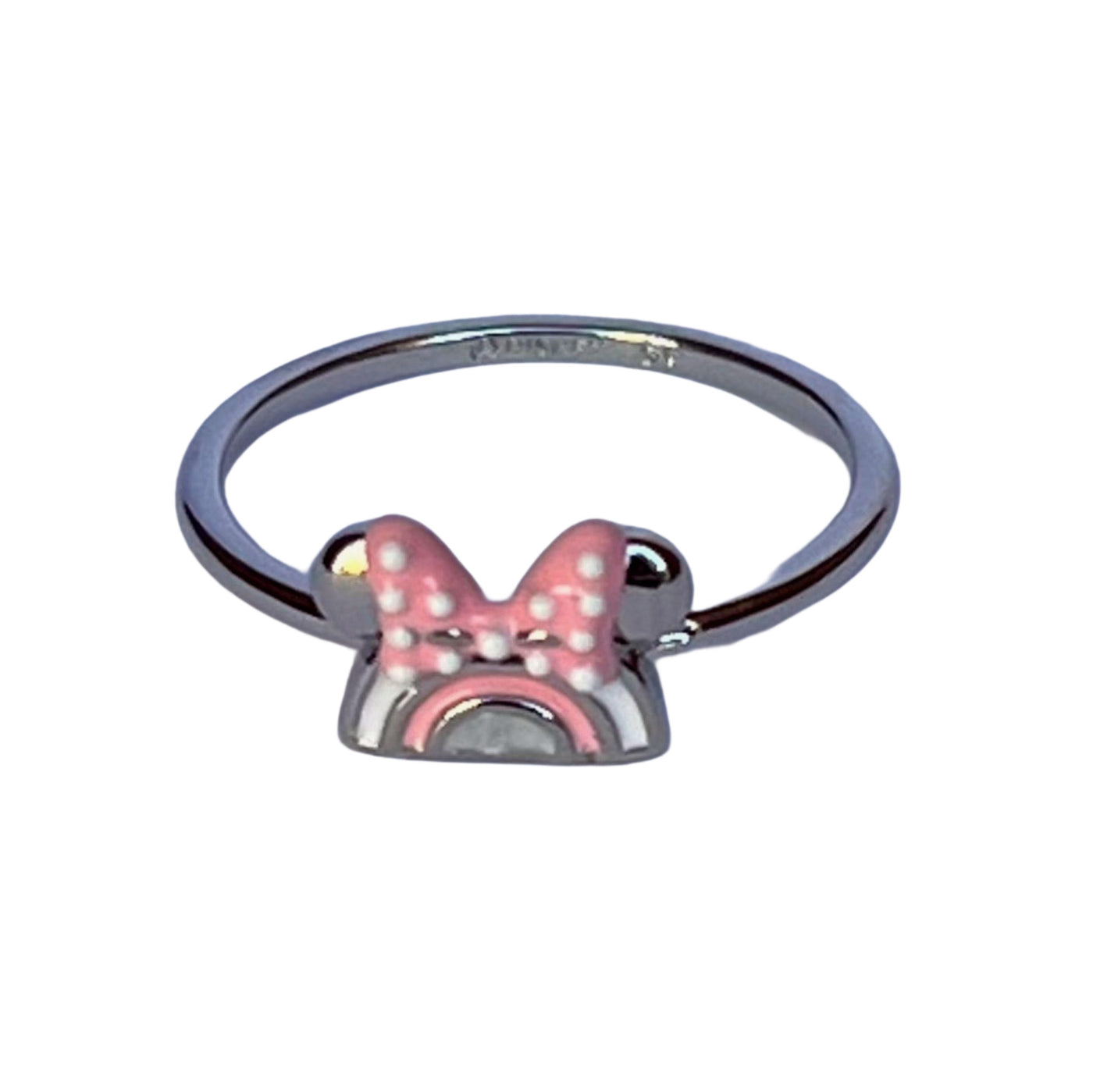 Minnie Pink Bow with Rainbow Ring (Silver)