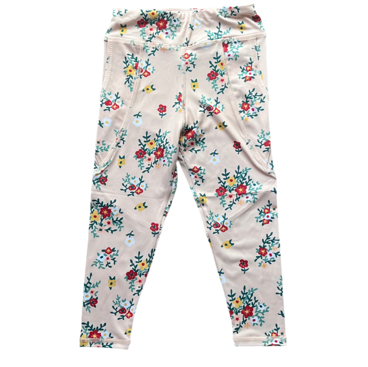 Athletic Leggings Red & Green Floral