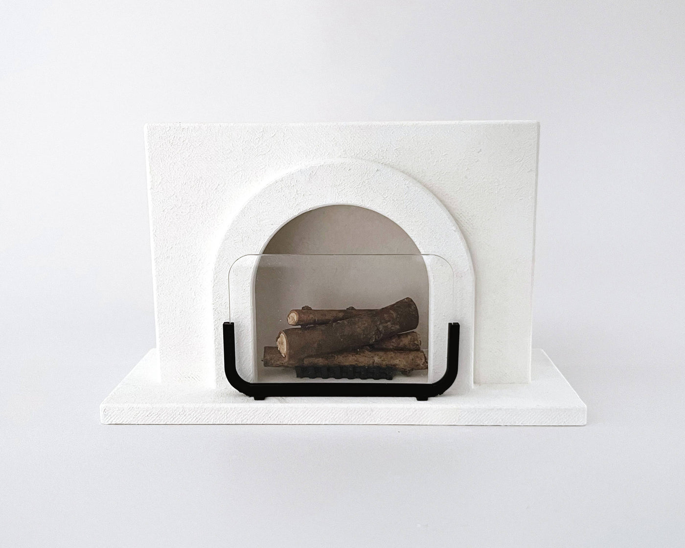 Black Miniature Dollhouse Fireplace Accessory Set