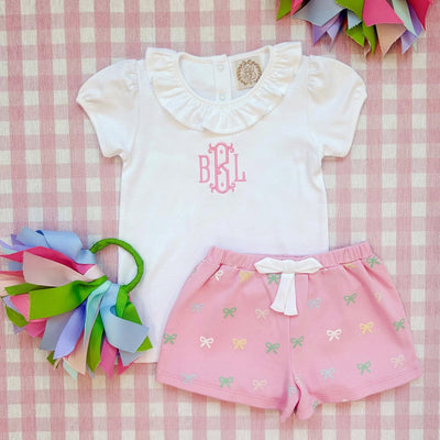 Ramona Ruffle Collar Shirt & Onesie SS Worth Avenue White
