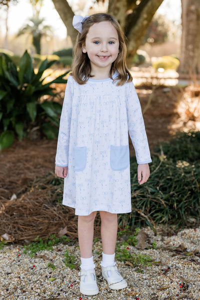 Lennon Dress Blue Bows Knit