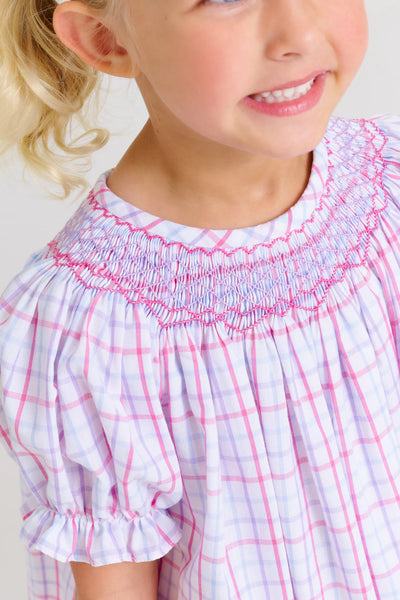 Bettye Sue Smocked Top SS Winter Park Windowpane