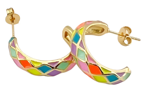 Diamond Pattern Colorful Hoops