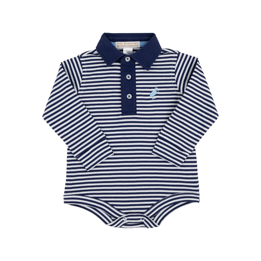 Prim and Proper Polo LS NanNavy Stripe Beale SB