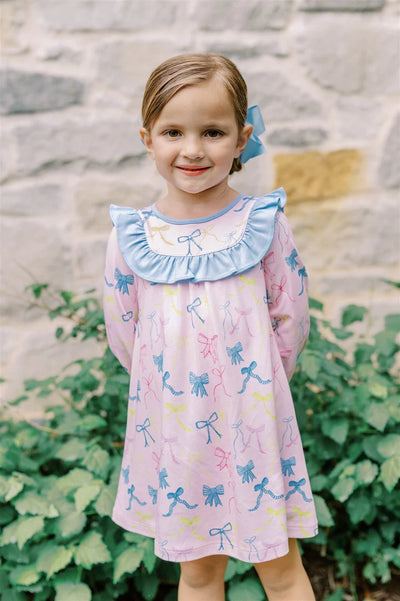 Ribbon Party Long Sleeve Dress
