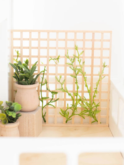 Dollhouse Patio Trellis Wall | Natural Wood