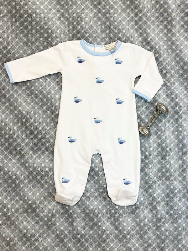 Rock Me Romper Worth Avenue White with Duck Embroidery