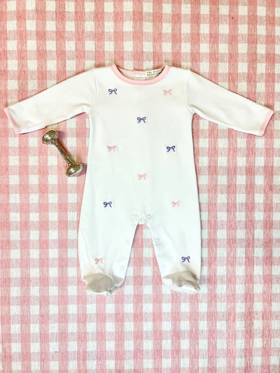 Rock Me Romper Worth Avenue White with Bow Embroidery