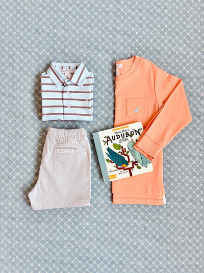 LS Carter Crewneck Seashore Sherbet with Buckhead Blue Stork