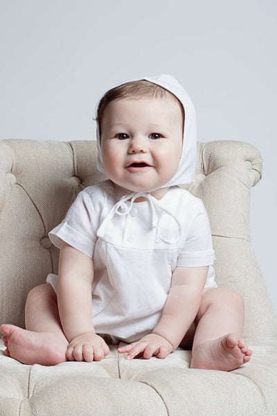 Linen Tuck Romper Boy Christening Outfit