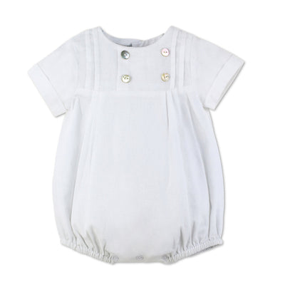 Linen Tuck Romper Boy Christening Outfit