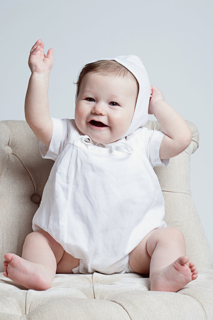 Linen Tuck Romper Boy Christening Outfit