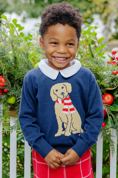 Isaac's Intarsia Sweater Nantucket Navy Dog