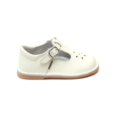 Joy Classic Leather T Strap Mary Jane Ecru