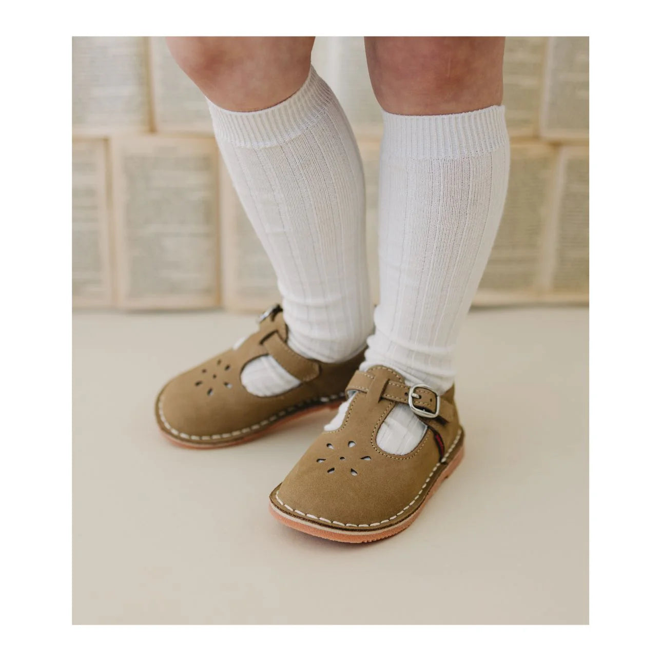 Joy Classic Nubuck Leather T Strap Mary Jane Nubuck Khaki