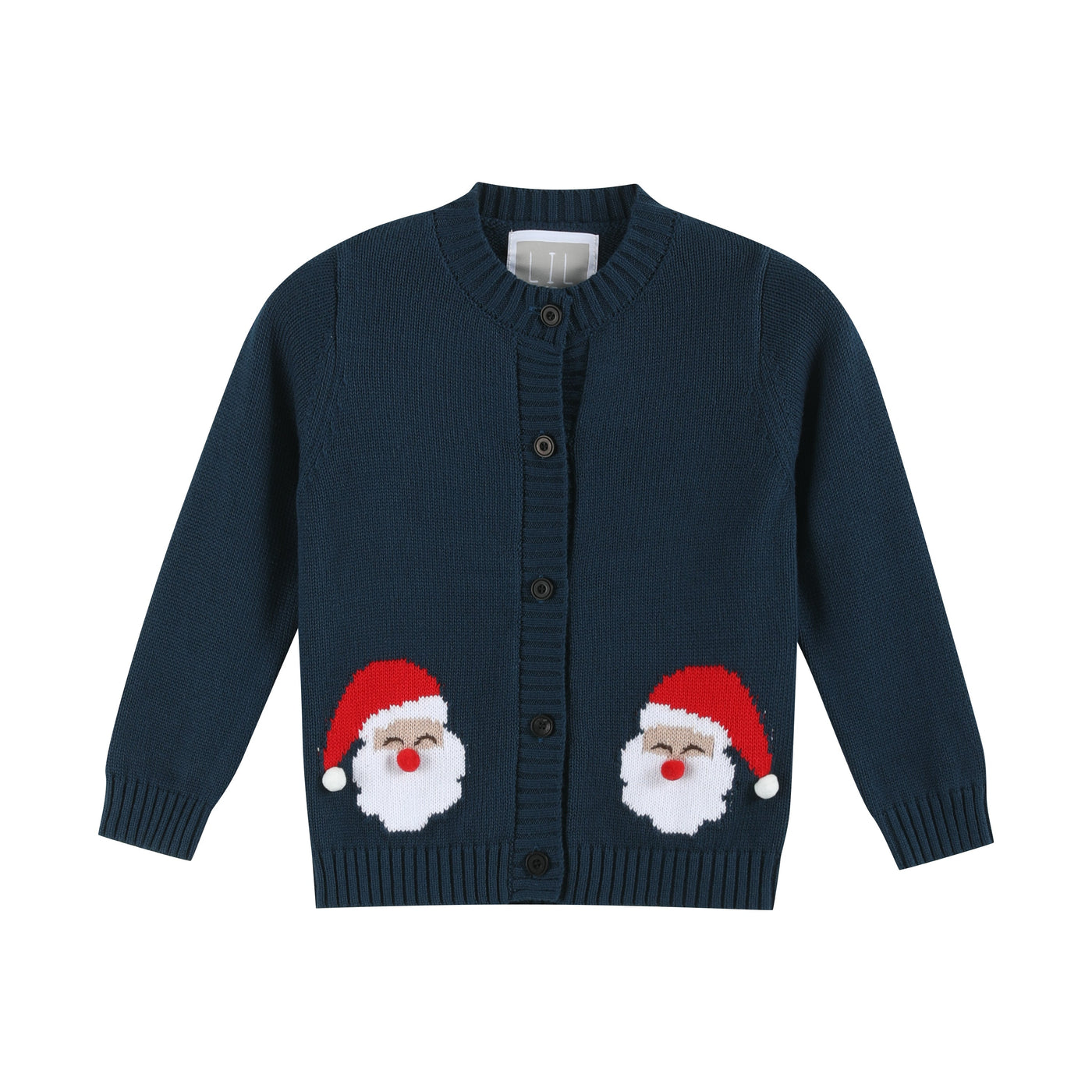 Navy Christmas Santa Knit Cardigan