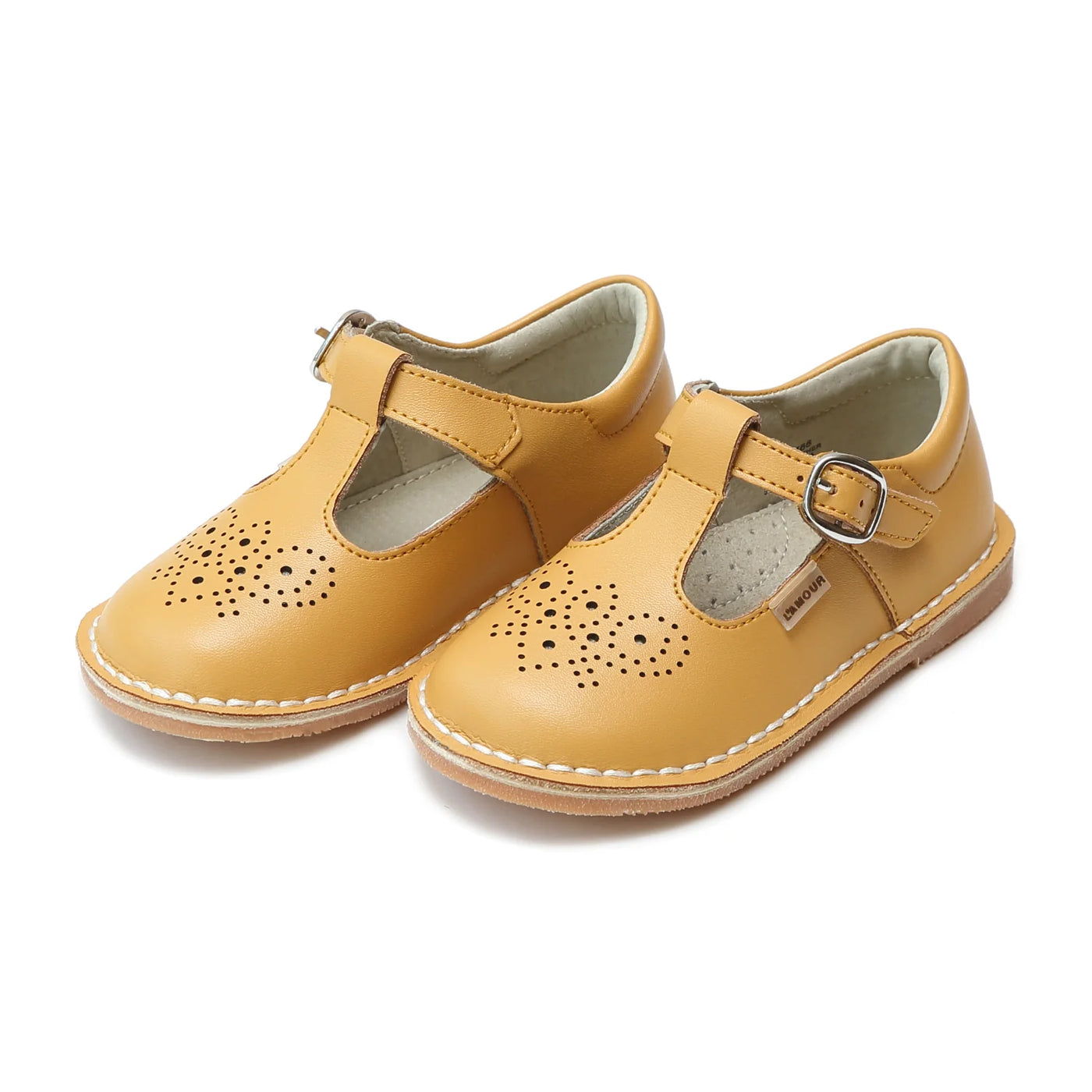 Ollie T Strap Leather Mary Jane Mustard
