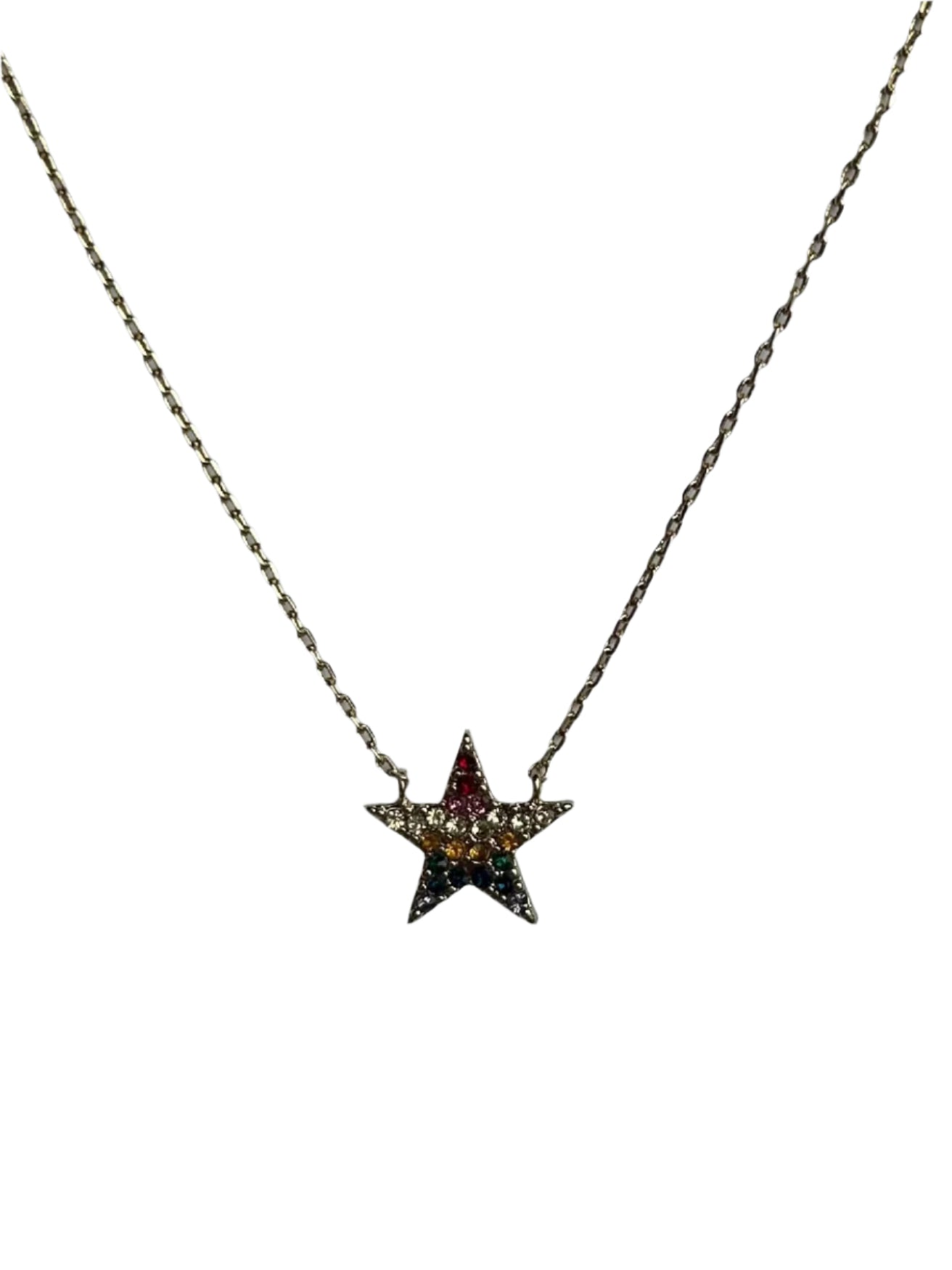 Gold & Multi Color Diamonds Star Necklace