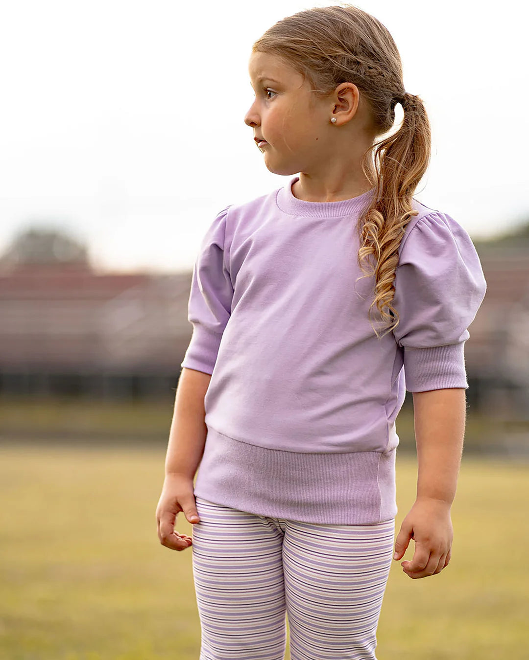 Lavender Maddison Top & Purple Stripe Leggings Set