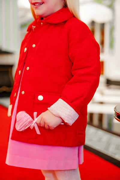 Kendall Quilted Coat Richmond Red Bows, Richmond Red Microdot