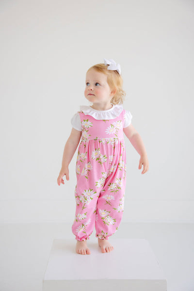 Ramona Ruffle Collar Shirt & Onesie SS Worth Avenue White
