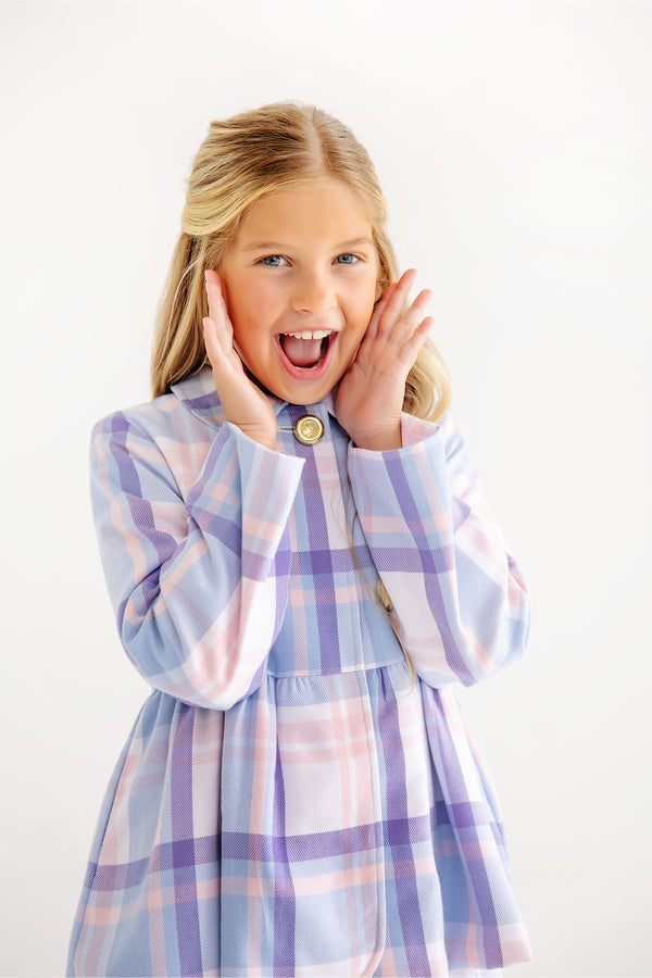 Pippa Peacoat Peach Blossom Plaid with Palm Beach Pink