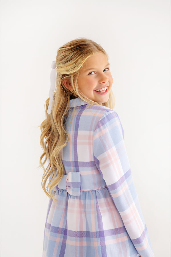 Pippa Peacoat Peach Blossom Plaid with Palm Beach Pink
