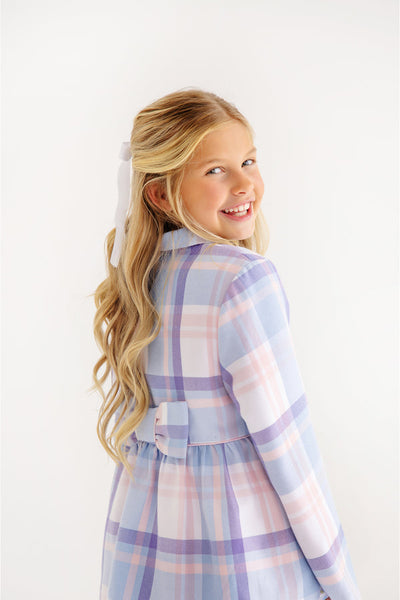 Pippa Peacoat Peach Blossom Plaid with Palm Beach Pink