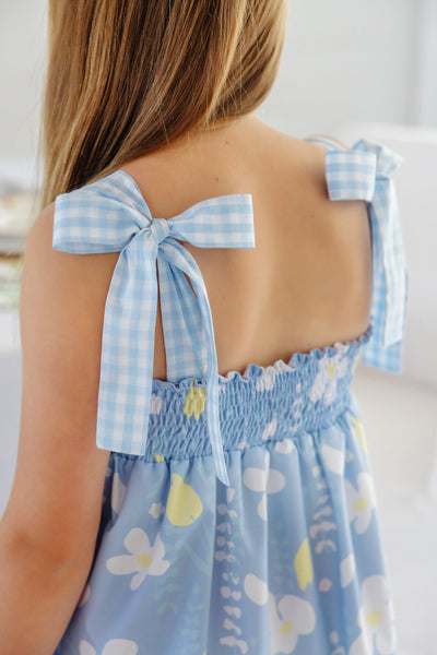 Macie Midi Dress Water Street Watercolor Buck Blue Gingham