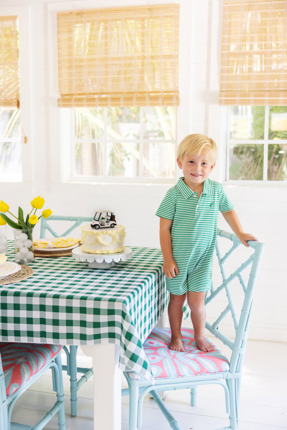 Sir Proper's Romper Kiawah Kelly Green Stripe