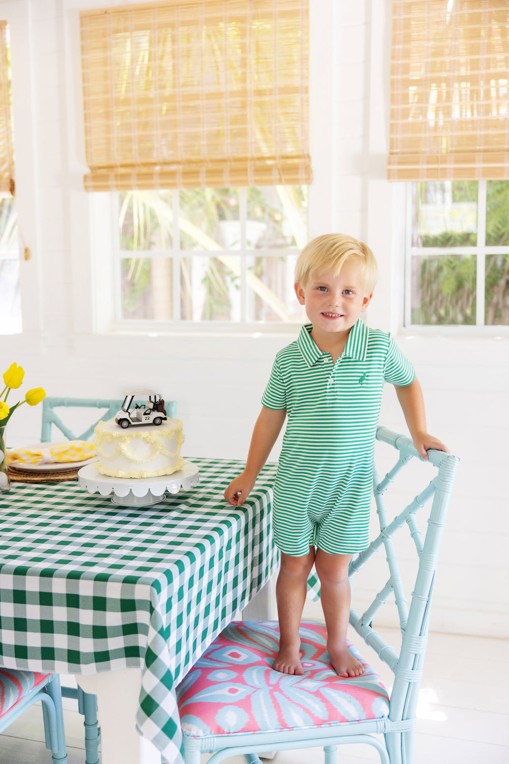 Sir Proper's Romper Kiawah Kelly Green Stripe