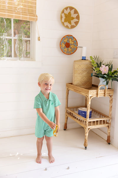 Sir Proper's Romper Kiawah Kelly Green Stripe