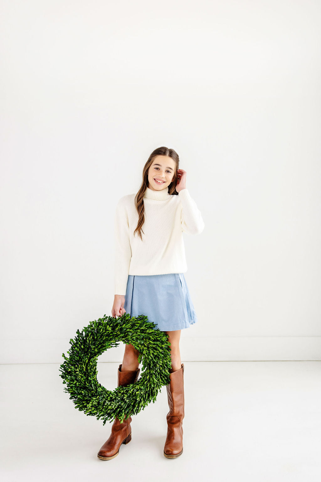 Parson Pleated Skirt Barrington Blue Corduroy