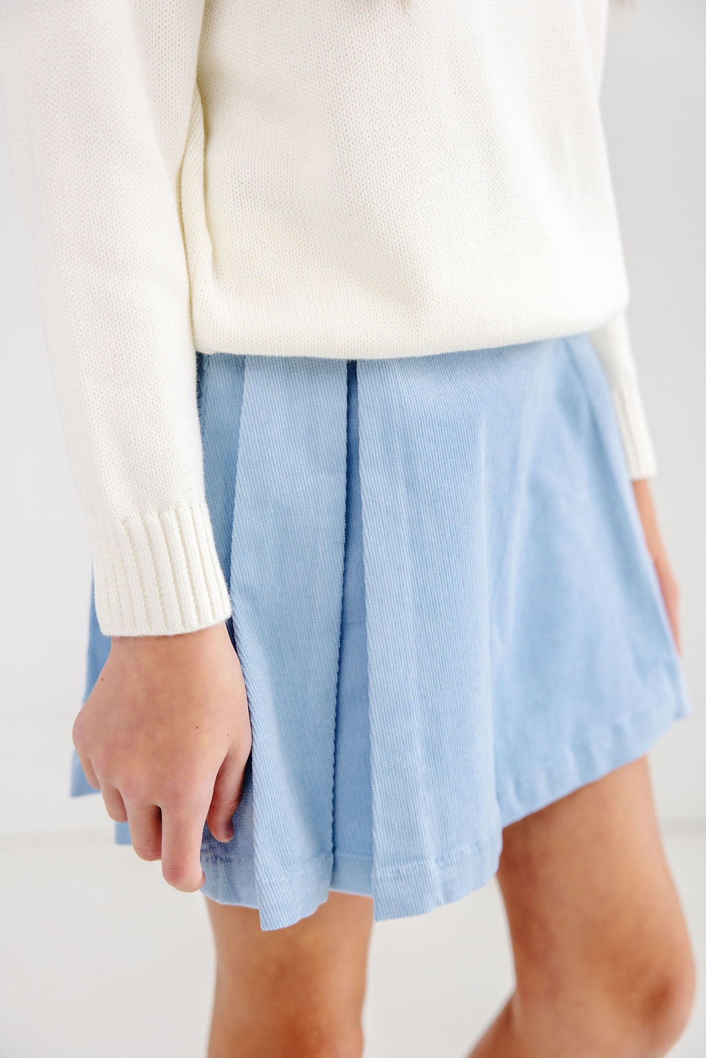 Parson Pleated Skirt Barrington Blue Corduroy