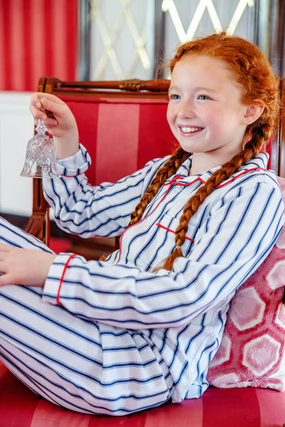Lock's Little Set Nantucket Navy Ticking Stripe, Richmond Red