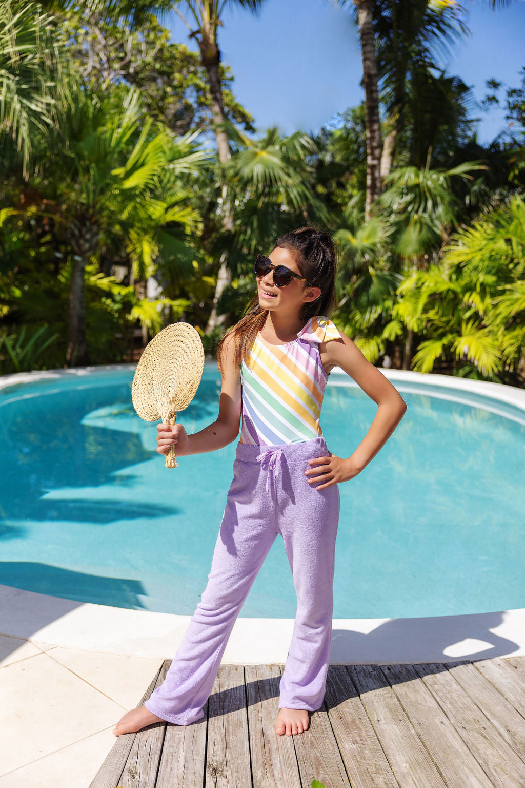 Brookhaven Bow Bathing Suit Rainbow RollerSkate Stripe