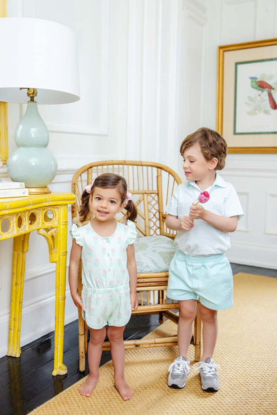 Prim and Proper Polo Sea Island Seafoam Multi Stork SS