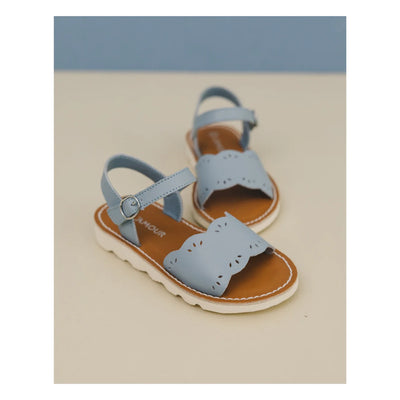 Ella Scalloped Sandal Dusty Blue