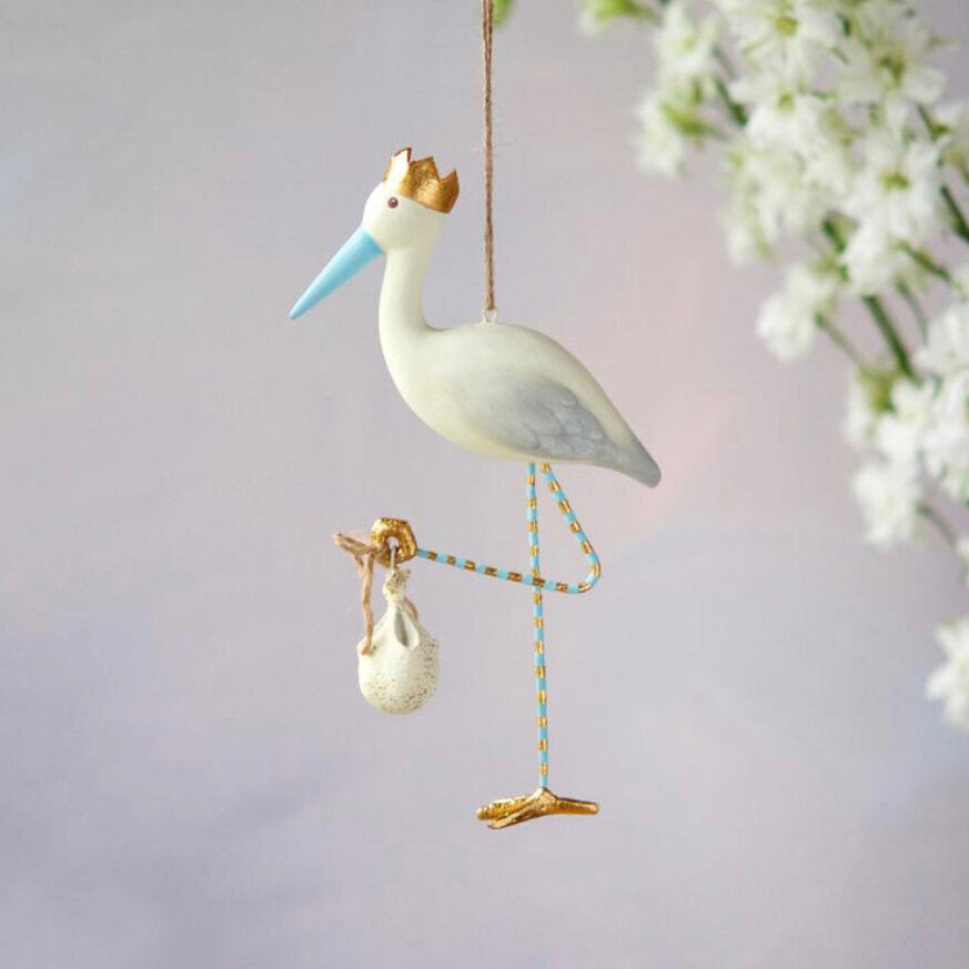 Stork Ornament - Standing - Blue
