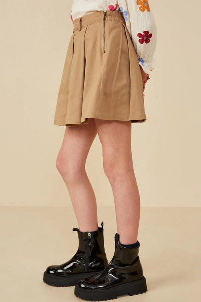 Box Pleated A Line Skirt Taupe