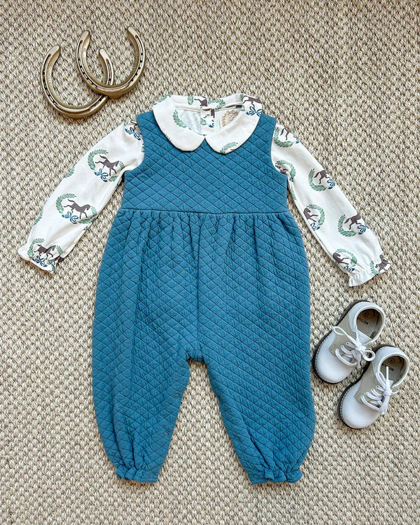 Maude's LS Pima Peter Pan Collar Shirt & Onesie Highland Horses