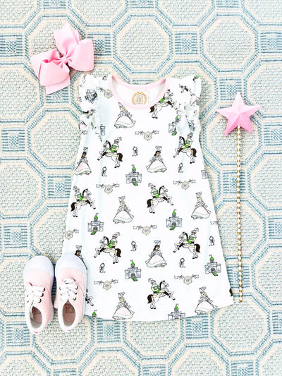 Ruehling Ruffle Dress Darling Duchess with Palm Beach Pink