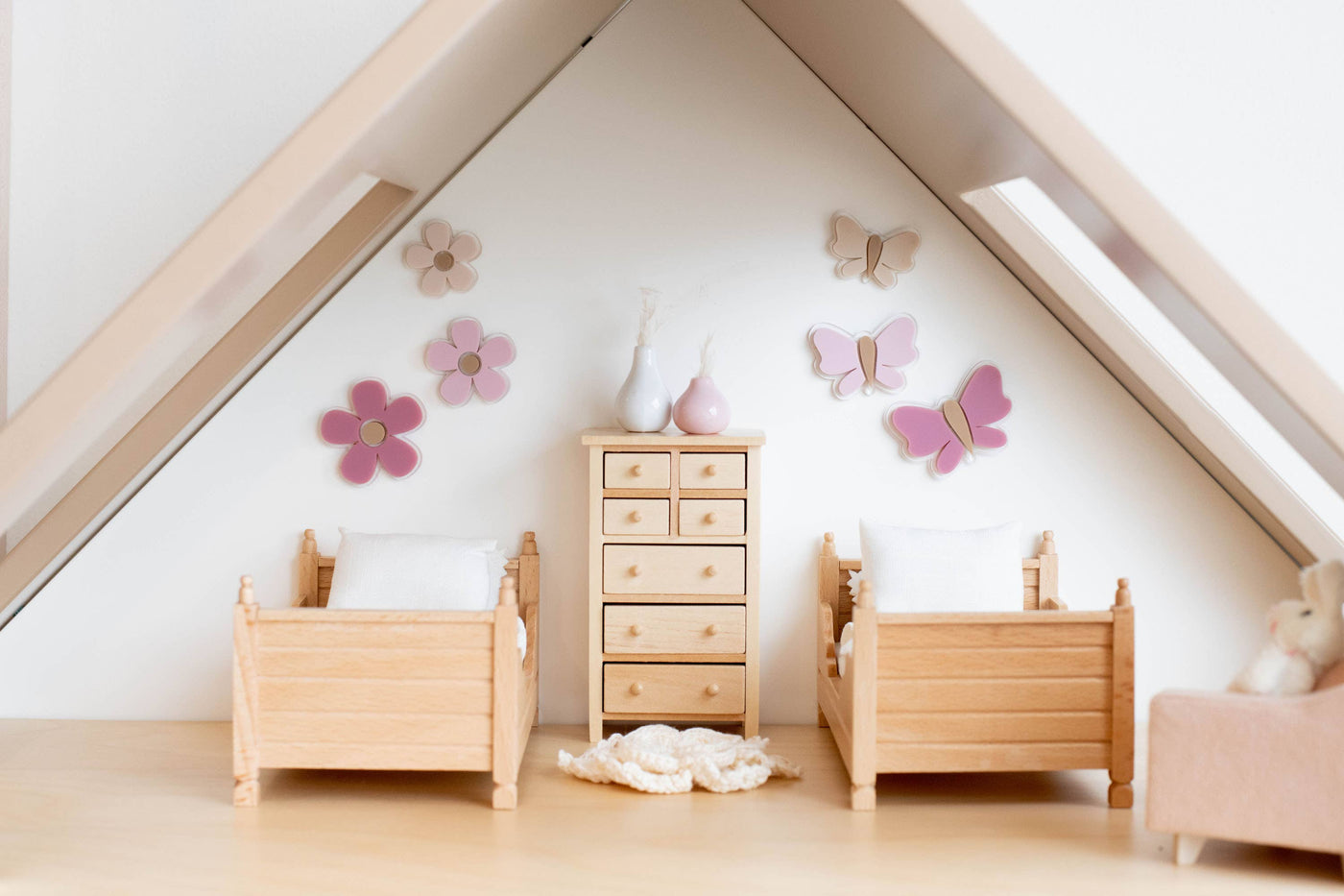 Dollhouse Butterflies + Flowers Wall Decor | Rose Pink Cream: Butterfly Set