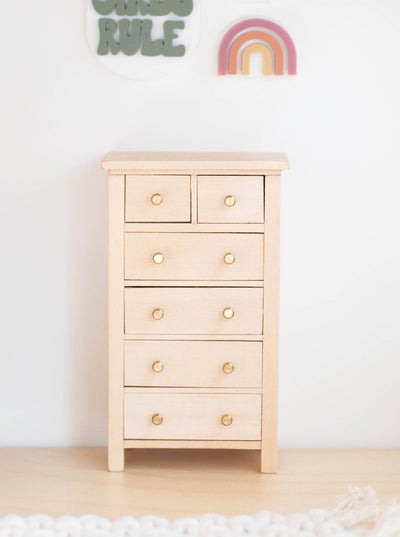 Dollhouse Tall Dresser | Gold Knobs